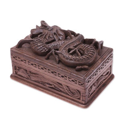 Hand Carved Wood Jewelry Box from India