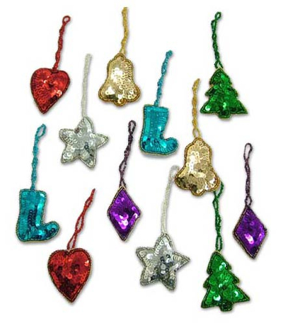 Hand Made Beaded Christmas Tree Ornaments (Set of 12)