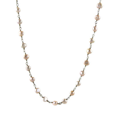Handmade Fine Silver Pearl Strand Necklace