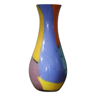 Brazilian Murano Inspired Glass Vase in Tropical Tones