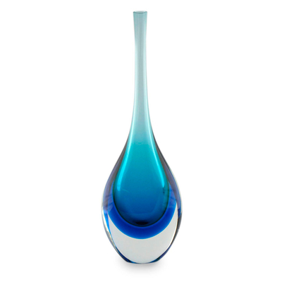 Blue Art Glass Murano Inspired Vase