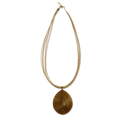 Brazilian Golden Grass Necklace with Gold Plated Accents