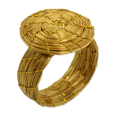 Fair Trade Golden Grass Hand Crafted Cocktail Ring