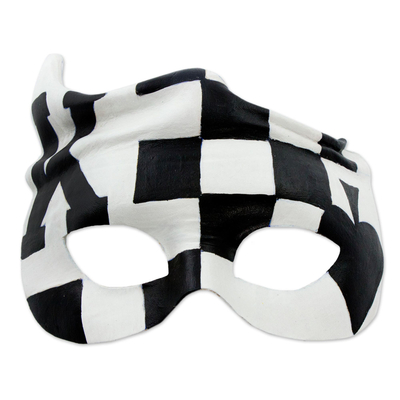 Black and White Leather Brazilian Carnaval Mask