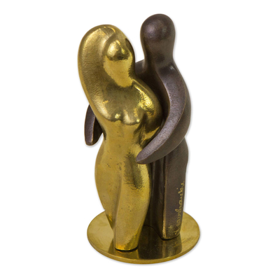 Brazil Signed Bronze Sculpture of a Man and Woman