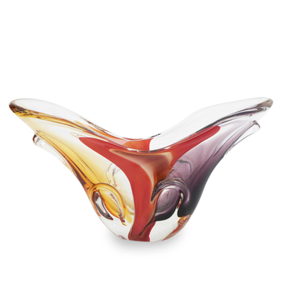 Murano-Inspired Hand Blown Art Glass Vase from Brazil
