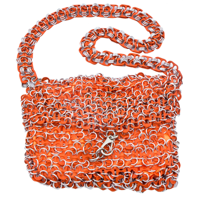 Hand Crafted Evening Bag with Shimmery Orange Soda Pop Tops