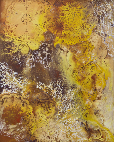 Original Brazil Abstract Painting in Yellow and Earth Tones