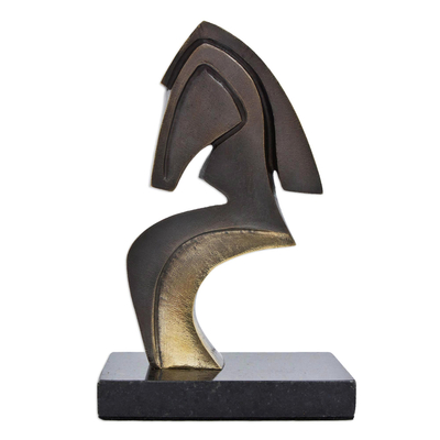 Signed Abstract Horse Sculpture in Bronze from Brazil