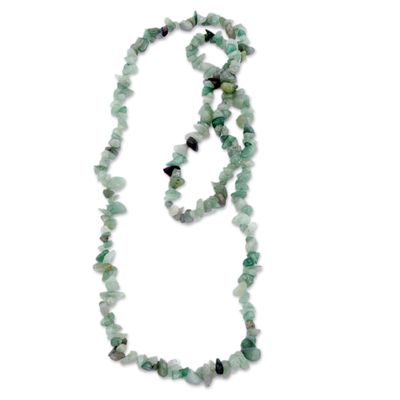 Brazil Artisan Crafted Green Quartz Beaded Long Necklace