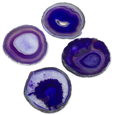 Purple Blue Agate Coasters (Set of 4) from Brazil