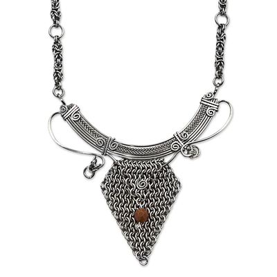 Stainless Steel Goldstone Statement Necklace from Brazil