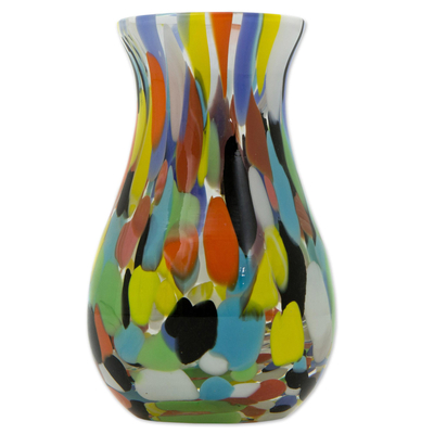 Hand Blown Multi-Colored Murano Inspired Art Glass Bud Vase