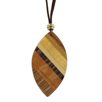 Handcrafted Wood Pendant Necklace by Brazilian Artisans