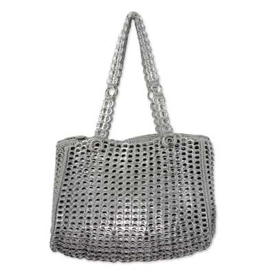 Silver Recycled Soda Pop Top Shoulder Bag from Brazil