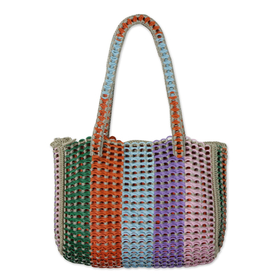 Multicolored Recycled Soda Pop Top Shoulder Bag from Brazil