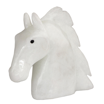Handcrafted Calcite Horse Sculpture from Brazil