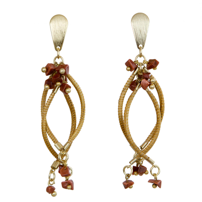Gold Accent Golden Grass and Sunstone Earrings from Brazil