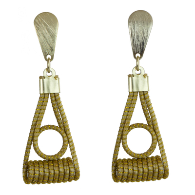 Gold Plated Golden Grass and Brass Dangle Earrings