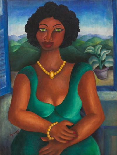 Original Portrait of a Women with Green Eyes from Brazil