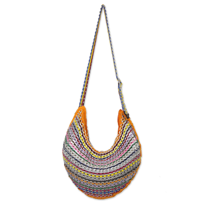 Upcycled Colorful Soda Pop-Top Hobo Bag from Brazil