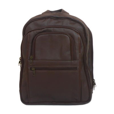 Handcrafted Leather Backpack in Mahogany from Barzil