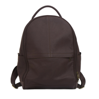 Simple Leather Backpack in Chocolate from Brazil