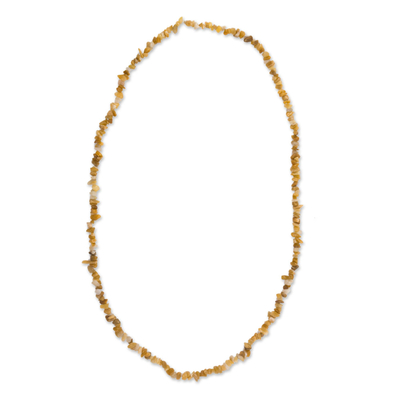 Long Yellow Calcite Beaded Necklace from Brazil