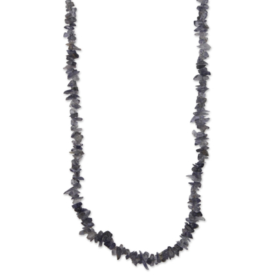 Natural Iolite Beaded Necklace Artisan Crafted in Brazil