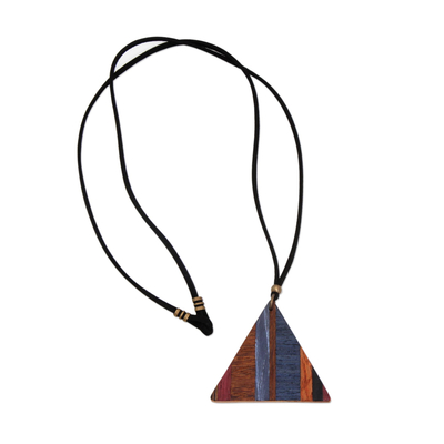 Triangular Wood Pendant Necklace from Brazil