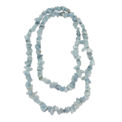 Natural Aquamarine Beaded Necklace from Brazil