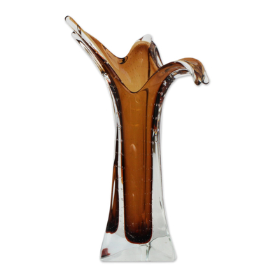 Handblown Art Glass Decorative Vase in Brown from Brazil