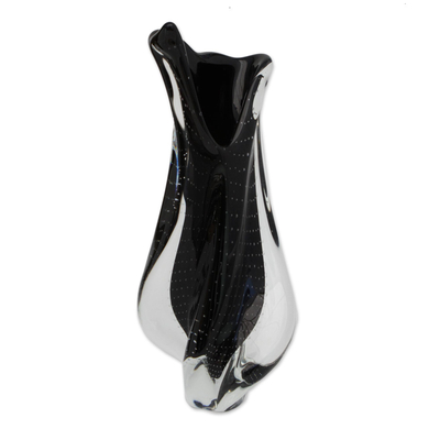 Handblown Art Glass Decorative Vase in Black from Brazil