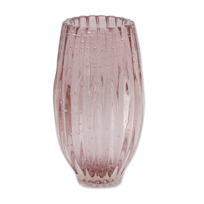 Handblown Lilac Murano Inspired Art Glass Vase from Brazil