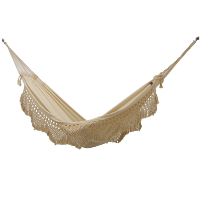 Handwoven Solid Double Cotton Blend Hammock from Brazil