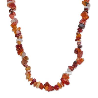 Long Agate Beaded Necklace Crafted in Brazil