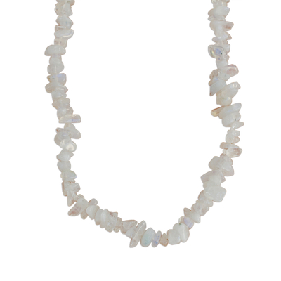 Long Moonstone Beaded Necklace Crafted in Brazil