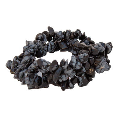 Obsidian Chip Beaded Stretch Bracelets (Set of 3)