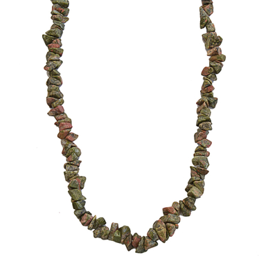 Unakite Beaded Strand Long Necklace from Brazil