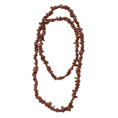 Sunstone Beaded Strand Long Necklace from Brazil
