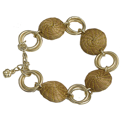 18k Gold Accented Golden Grass Link Bracelet from Brazil