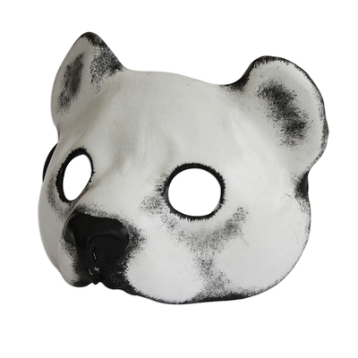 Handcrafted Leather Polar Bear Mask from Brazil
