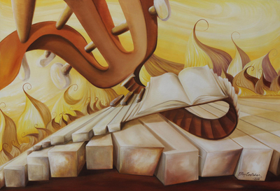 Piano and Guitar-Themed Surrealist Painting from Brazil