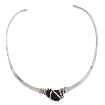 Modern Obsidian Collar Necklace from Brazil