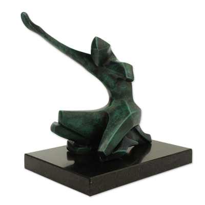 Fine Art Bronze Sculpture of a Figure Kneeling from Brazil