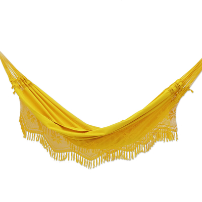 Handwoven Maize Yellow Cotton Hammock from Brazil (Double)