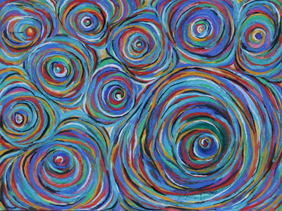Colorful Circle Motif Abstract Watercolor Painting