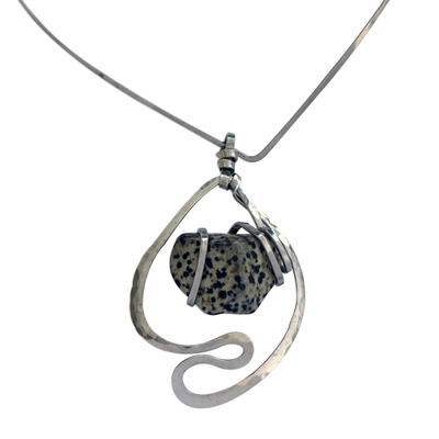 Modern Dalmatian Jasper Pendant Necklace from Brazil