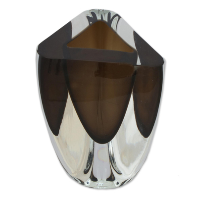 Triangular Art Glass Vase from Brazil (8.5 Inch)
