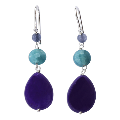 Brazilian Purple Jade & Aqua Apatite Dangle Earrings